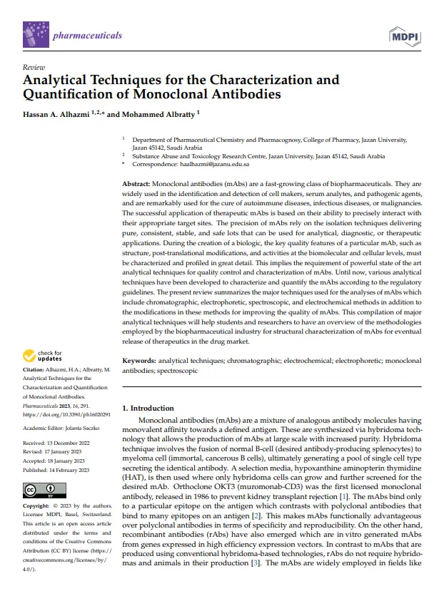 Analytical Techniques for the Characterization and Quantification of Monoclonal Antibodies