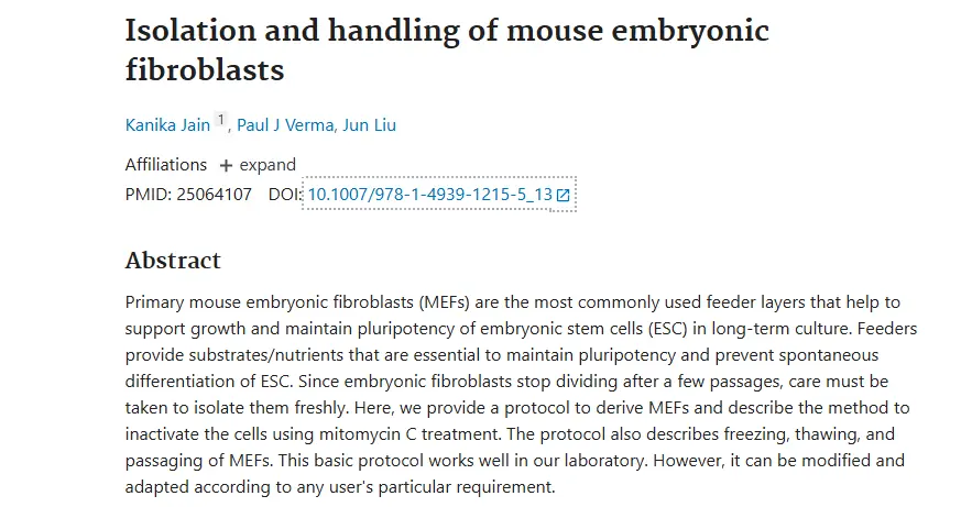 Isolation and handling of mouse embryonic fibroblasts