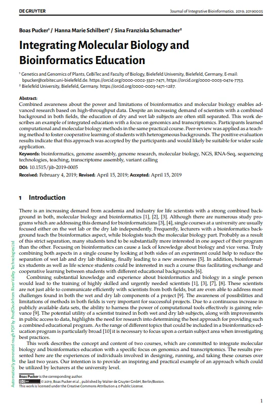 Integrating Molecular Biology and Bioinformatics Education